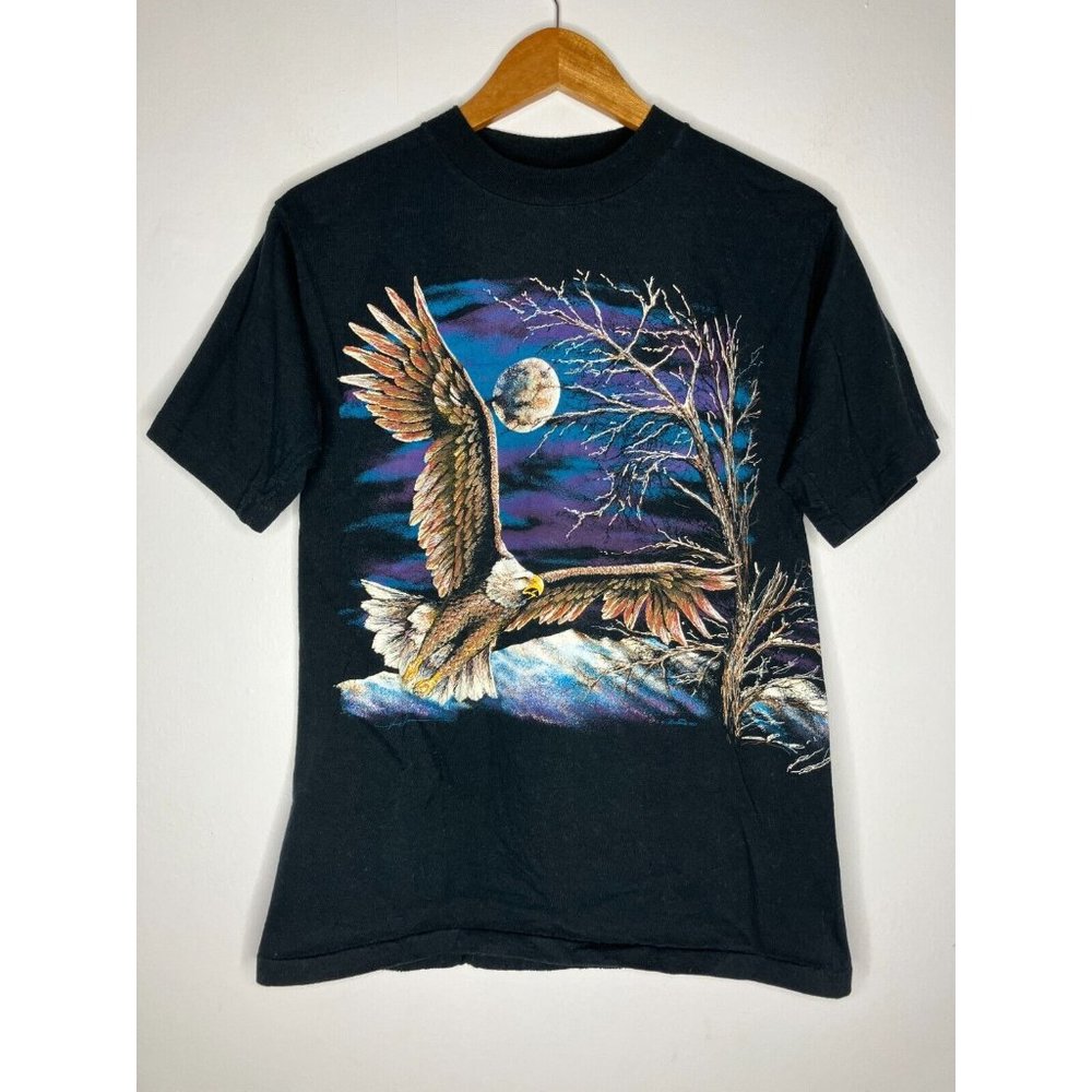 Vintage Hazelwoods Eagle Moon Men's Medium Single Stitch T-Shirt